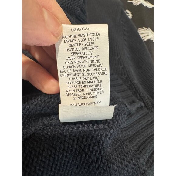 NWT Chaps Men  Iconic American Flag Sweater Navy Knit Sweater Preppy Academic XL - Picture 9 of 14